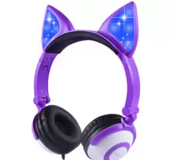 LED flashing cat ear headphones
