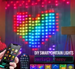 Smart LED RGB Curtain String Lights Bluetooth APP Control Christmas Fairy Light Garland DIY Picture Display Party Wedding Decor