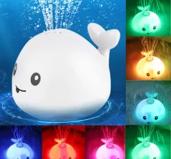 Baby Cute Cartoon Whale Floating Spraying Water Bath Toys With Light Music LED Light Baby Toys