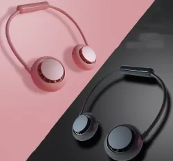 Folding double head hanging neck fan