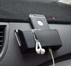 Removable Sticky Carbon Fiber Phone & Accessory Storage Box for Clutter-Free Organization