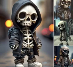 Halloween Cool Skeleton Figurine - Modern Gothic Home Decor & Gift