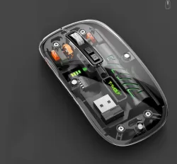 T-WOLF X11 Transparent Wireless Mouse - Dual-Mode Bluetooth & 2.4G, USB-C Rechargeable