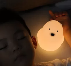 Little White Bear Pat Light - Soft Silicone Baby Night Light with Touch Activation