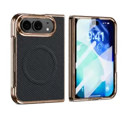 Electroplated Carbon Fiber Texture Magnetic Integrated Film Phone Case for iPhone Duo