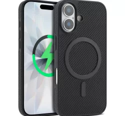 Carbon Fiber MagSafe Faux Leather Phone Case for iPhone 14, 14 Plus, 14 Pro, 15, 15 Plus, 15 Pro, 15 Pro Max, 16, 16 Plus